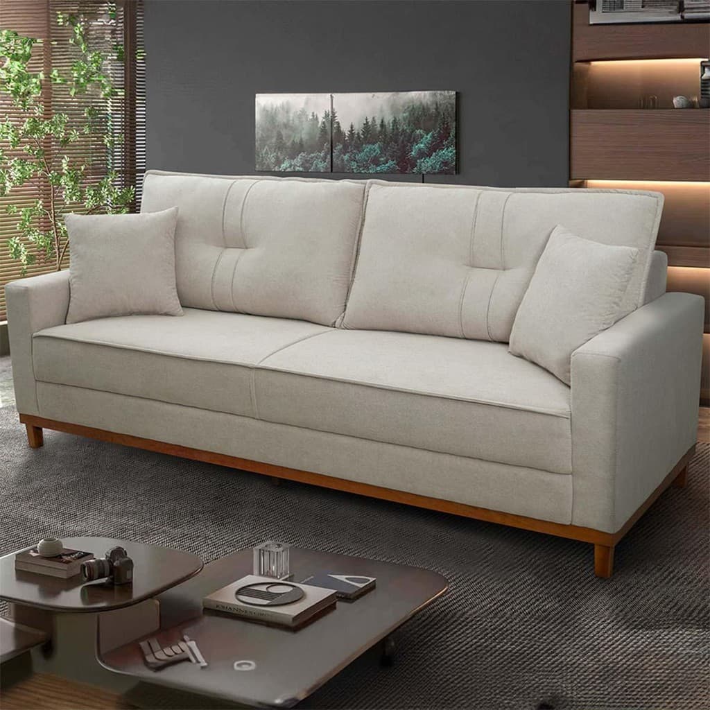 Sofá Living Malibu 2,00m Bege Bouclê - King House