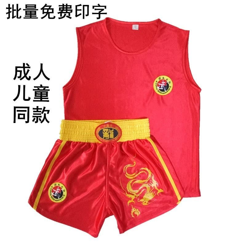 Conjunto de Terno Sanda de Manga Curta com Dragão, Terno de Boxe Muay Thai para Homens, Mulheres e Crianças, Terno de Tr
