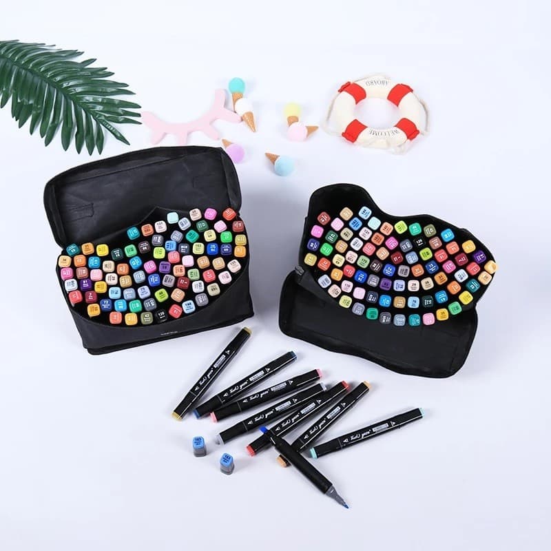 24/36/48/60/80/120 Cores Caneta Marcadora de Cabeça Dupla Conjunto  Pintura Artística Para Estudantes Material  TOP