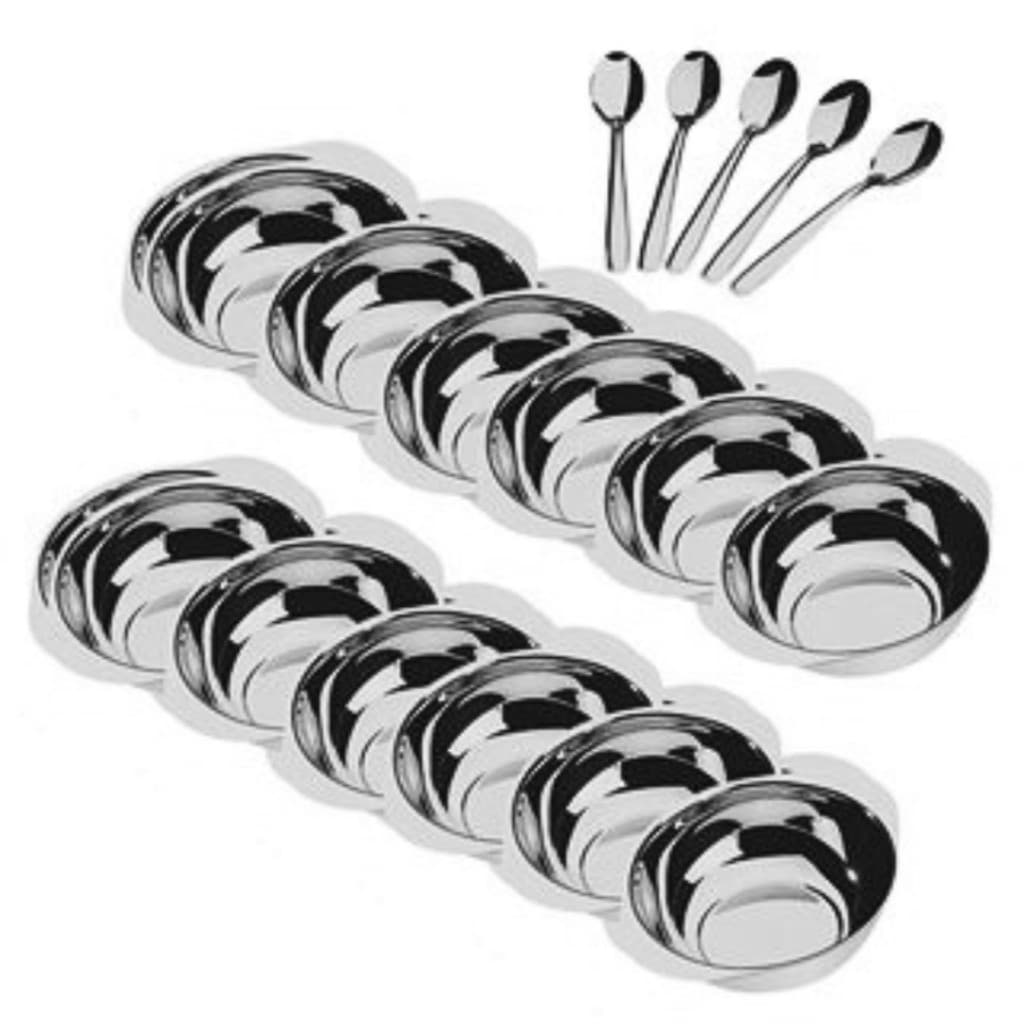 Conjunto Jogo de Sobremesa 24 Peças - 12 Potes 12 Colheres Inox Barato