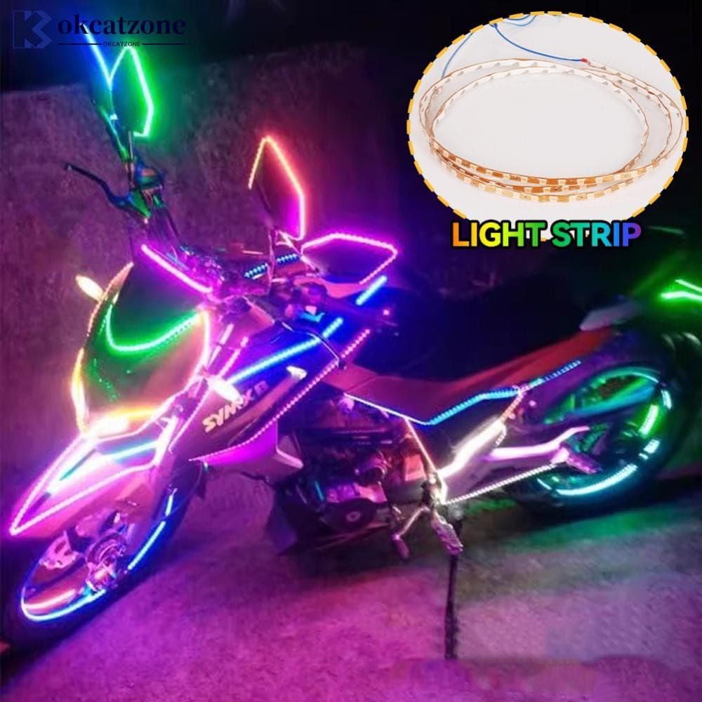 OKCATZONE 1Pc 90cm 90SMD Motocicleta Decroation LED Faixa De Luz Colorida 3528 Fita Flexível Corda Stripe Ray Lâmpada Lu