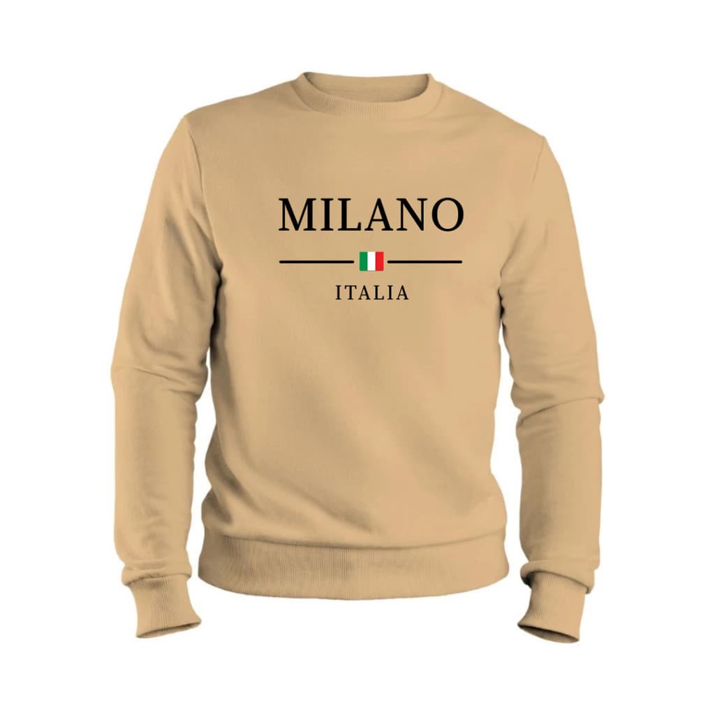 Blusa de Frio Moletom Milano Italia Casual Flanelado Careca Gola Redonda