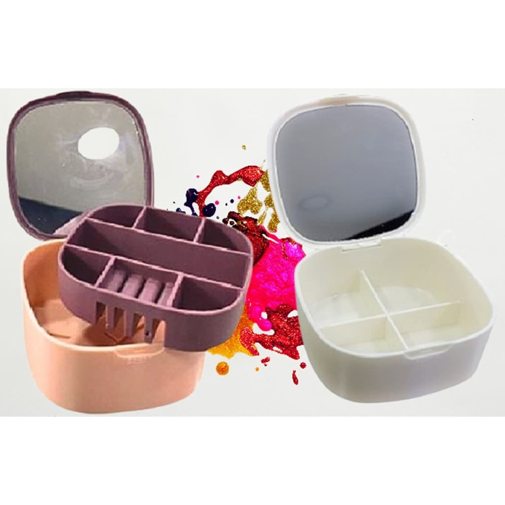 Porta Joia com Espelho De Bolsa Portátil para Bijuteria Organizador Colar Anel Brinco