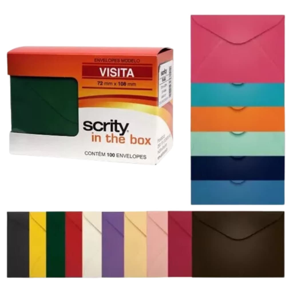 envelopes cartão de visita 72x108mm caixa c/ 100 unidades