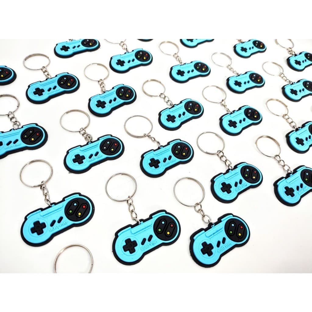 Chaveiro Controle Azul 10un Tema Aniversário Menino Emborrachado Gamer