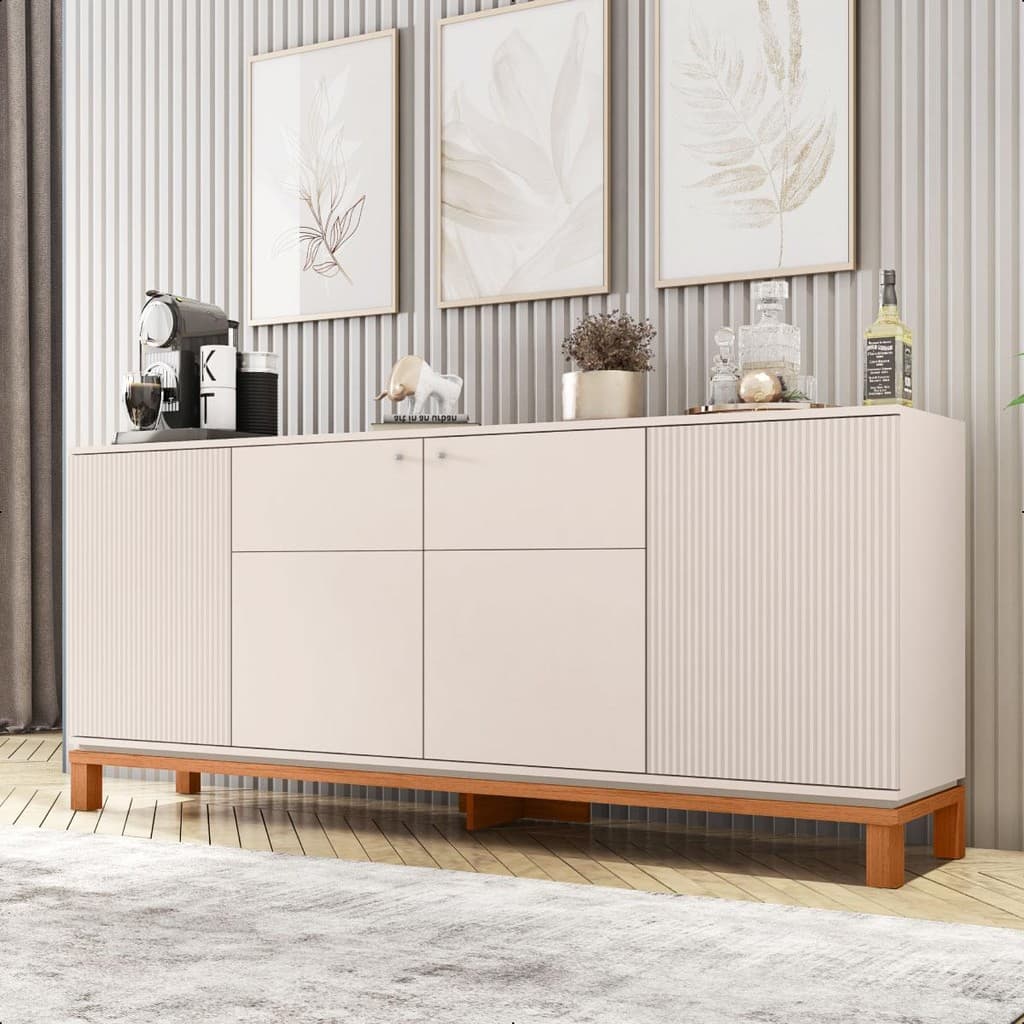 Buffet Aparador 4 Portas Balcão Bege Jace Caemmun