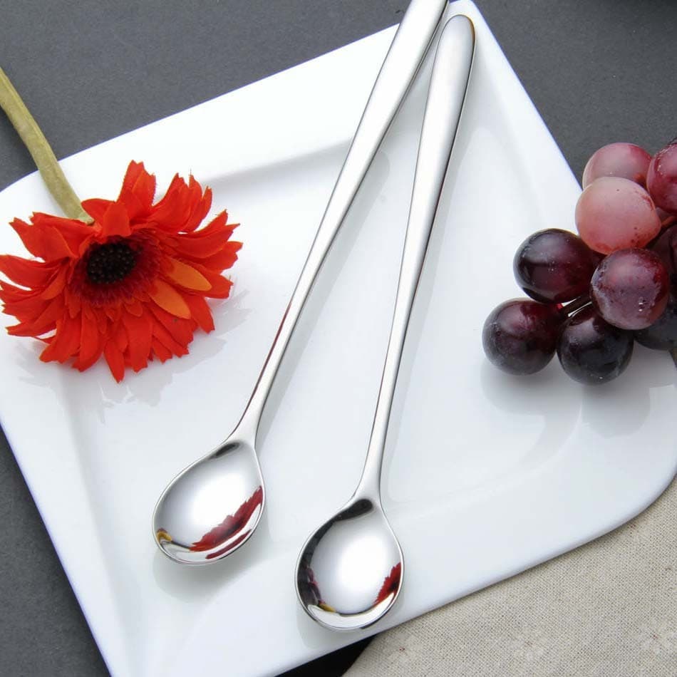 Jogo 6 Peças Colher 19 Cm Inox Colheres Milk Shake Suco