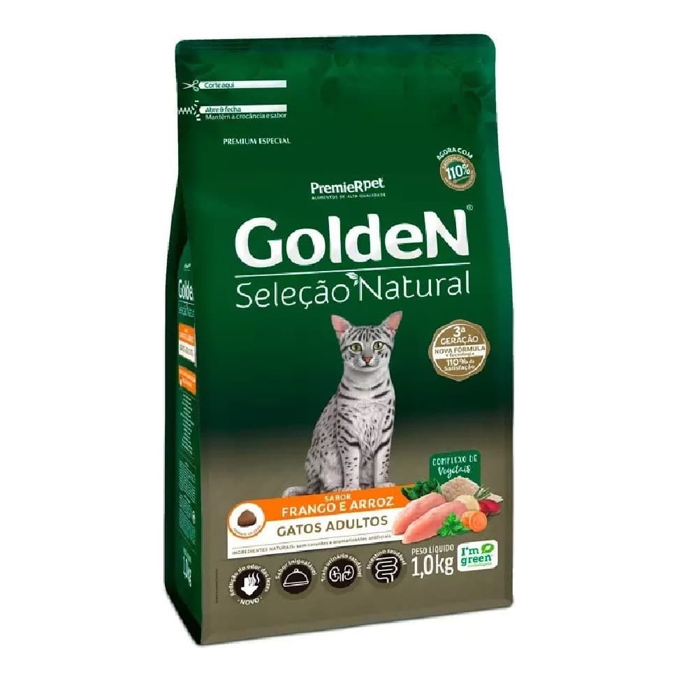 Ração Golden Seleção Natural Gato Adulto Frango 1kg