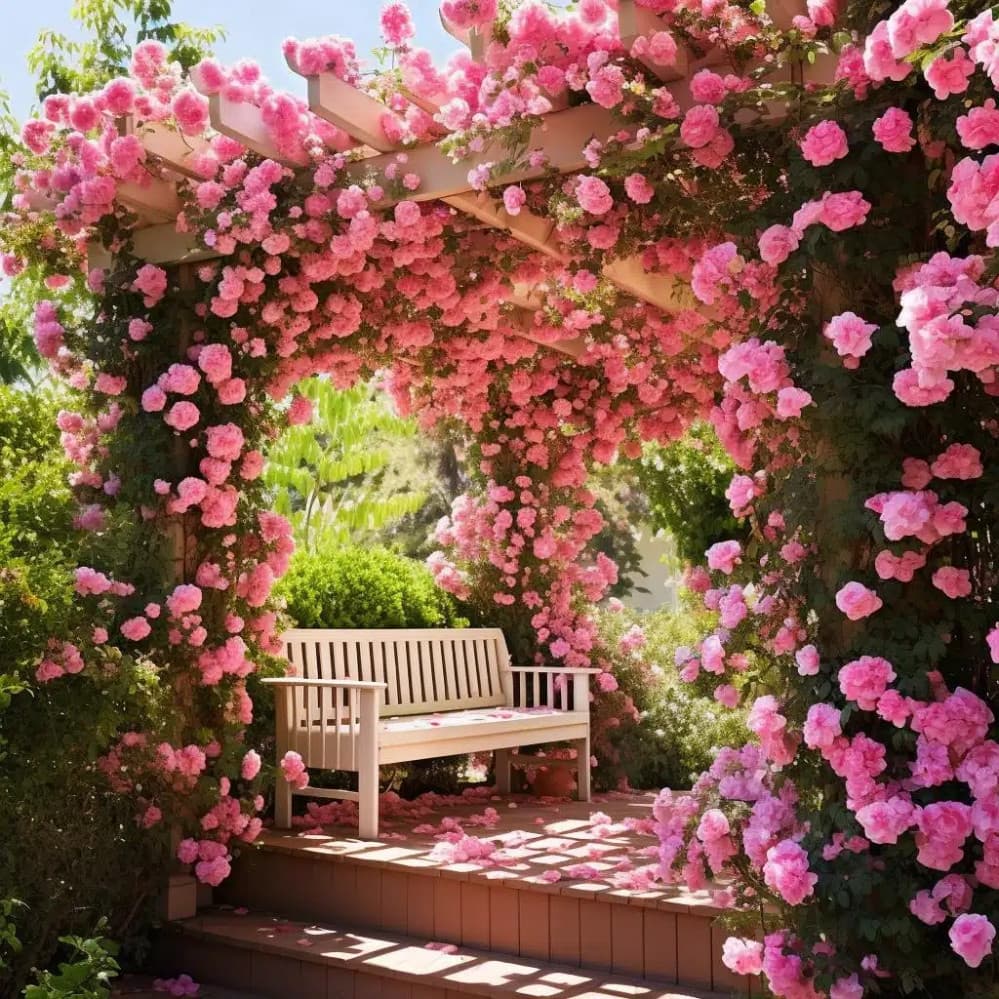 300 sementes de rosa trepadeira pink t6 ll