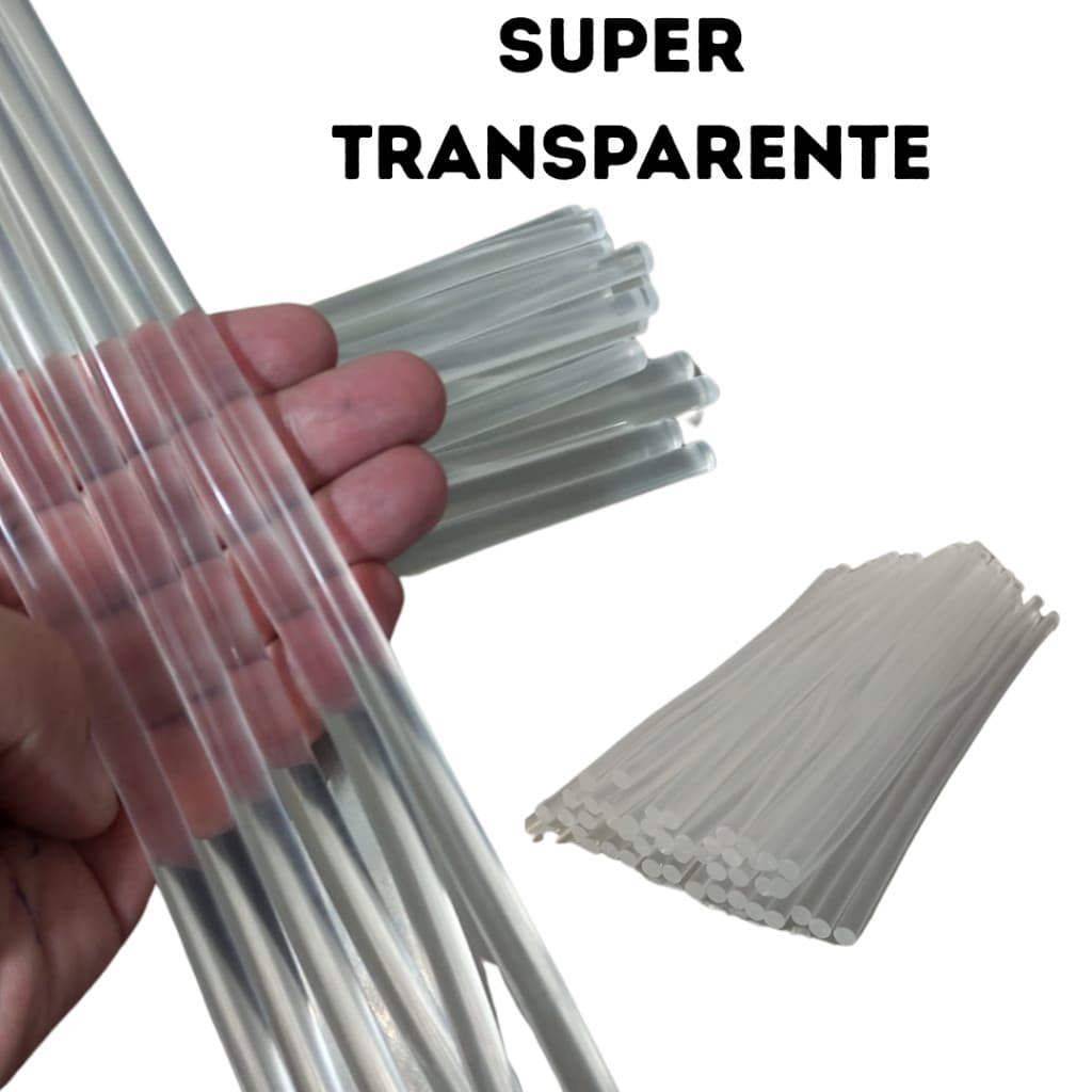 Bastão Cola Quente Super Transparente de 7 mm e 30 cm de comprimento Artesanato Profissionais Papelaria