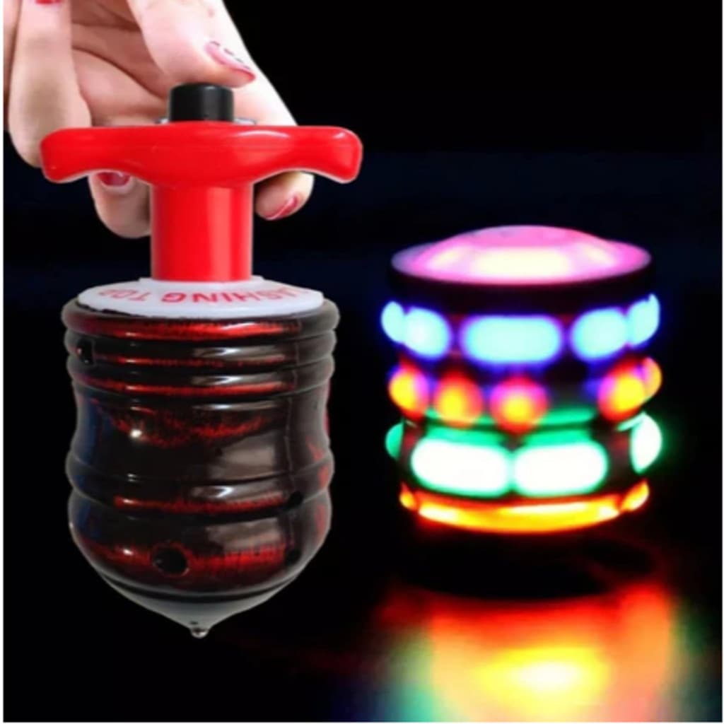 Pião Musical Luminoso Com Lançador Automatico Piao Com Luz e Som Laser Brinquedo Infantil para Meninos e Meninas KL80095