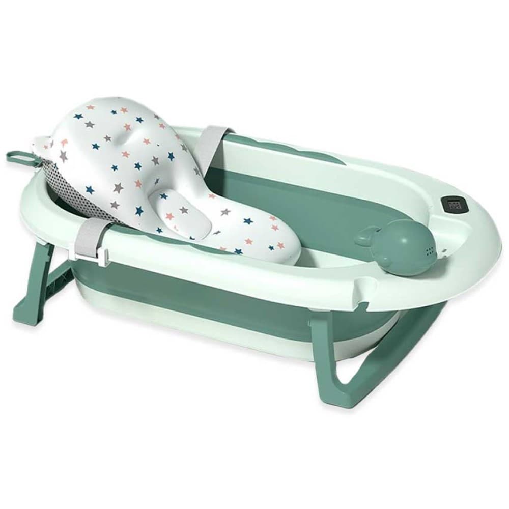 Banheira Dobrável Com Termômetro E Almofada Verde Yuupi