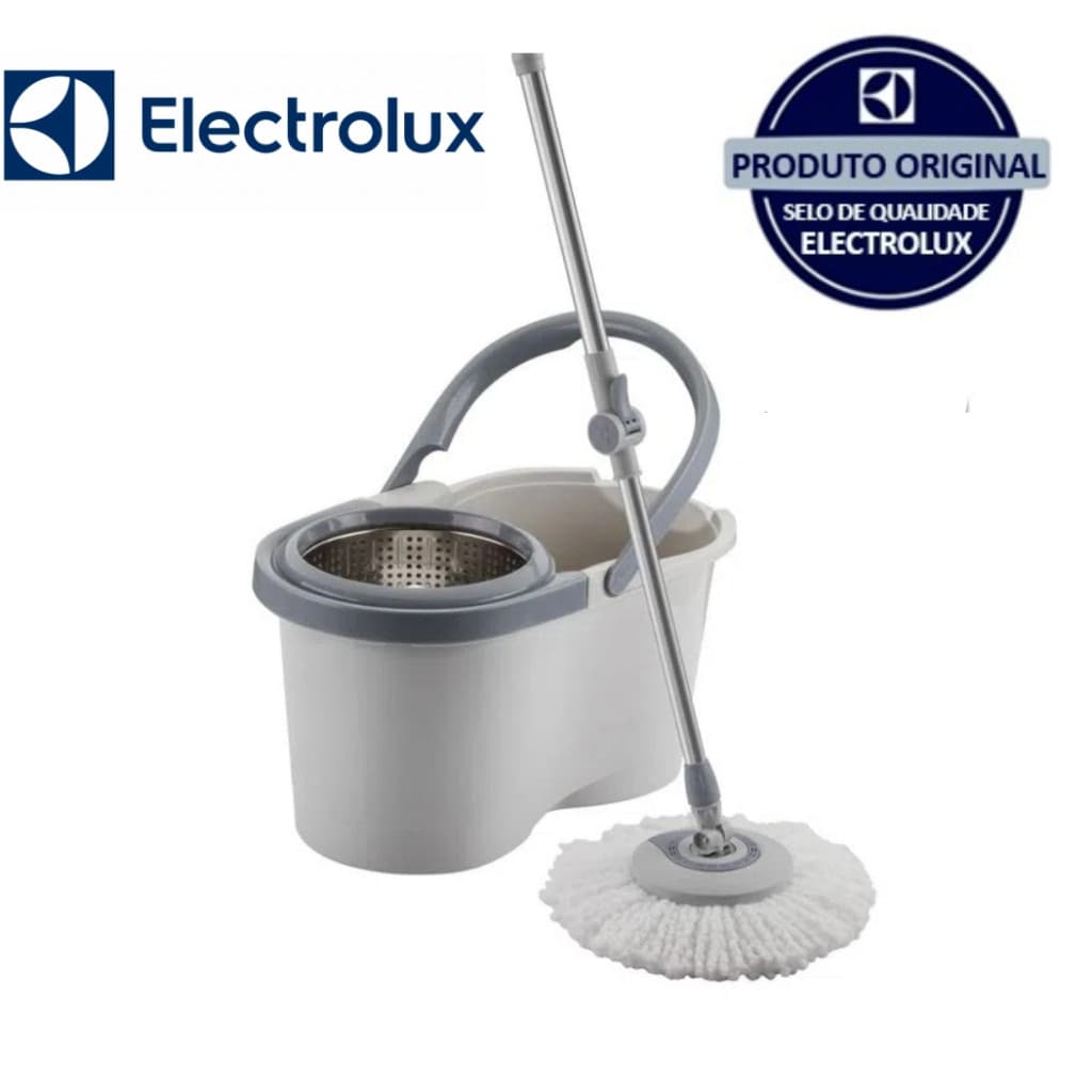 Mop Giratório com Cesto Inox e Refil Extra de Microfibra Electrolux (Menalux)