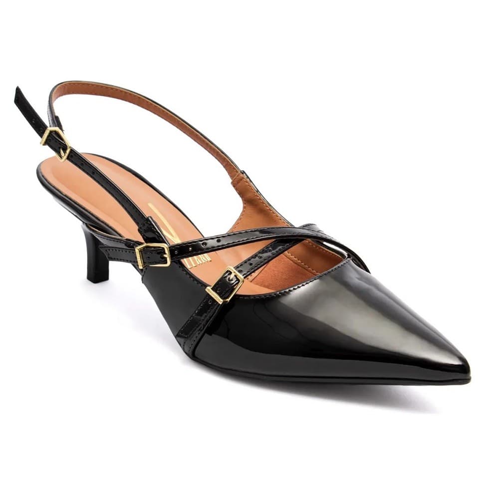 Sapato Scarpin Fem Vizzano Verniz Slingback Preto 1122.885