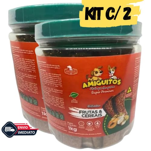 Kit 2 Bifinho AMIGUITOS 1 KG Petiscos Cães Cachorro Pet Premium - FRUTAS e VEGETAIS