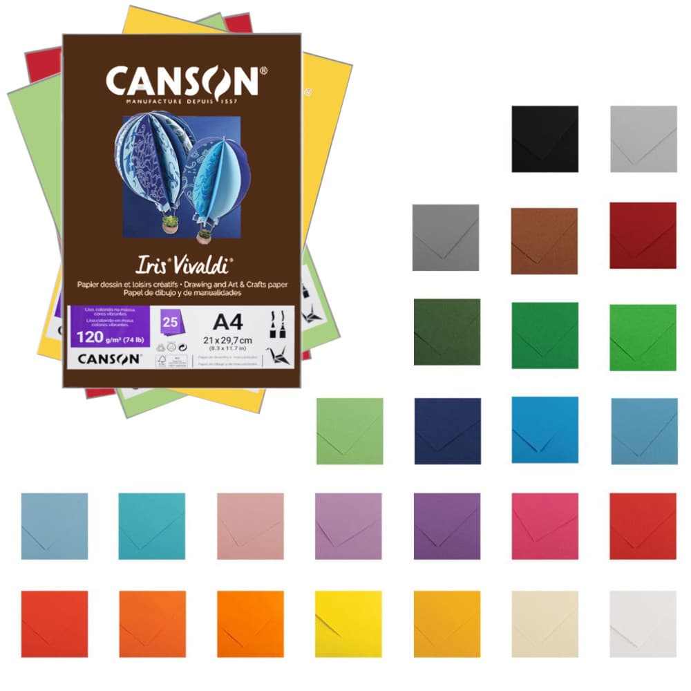 Papel Canson A4 Iris Vivaldi 120g 25Fls - Escolha a cor
