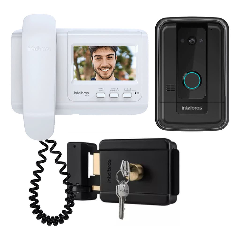 VÍDEO PORTEIRO IVR 4 INTELBRAS COM FECHADURA FX 500 PRETA