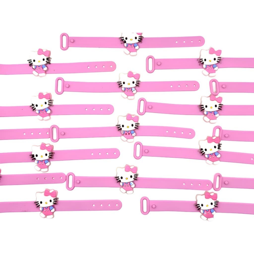 Pulseira Hello Kitty 10un Ajustavel Ajuste Borracha Lembrancinha
