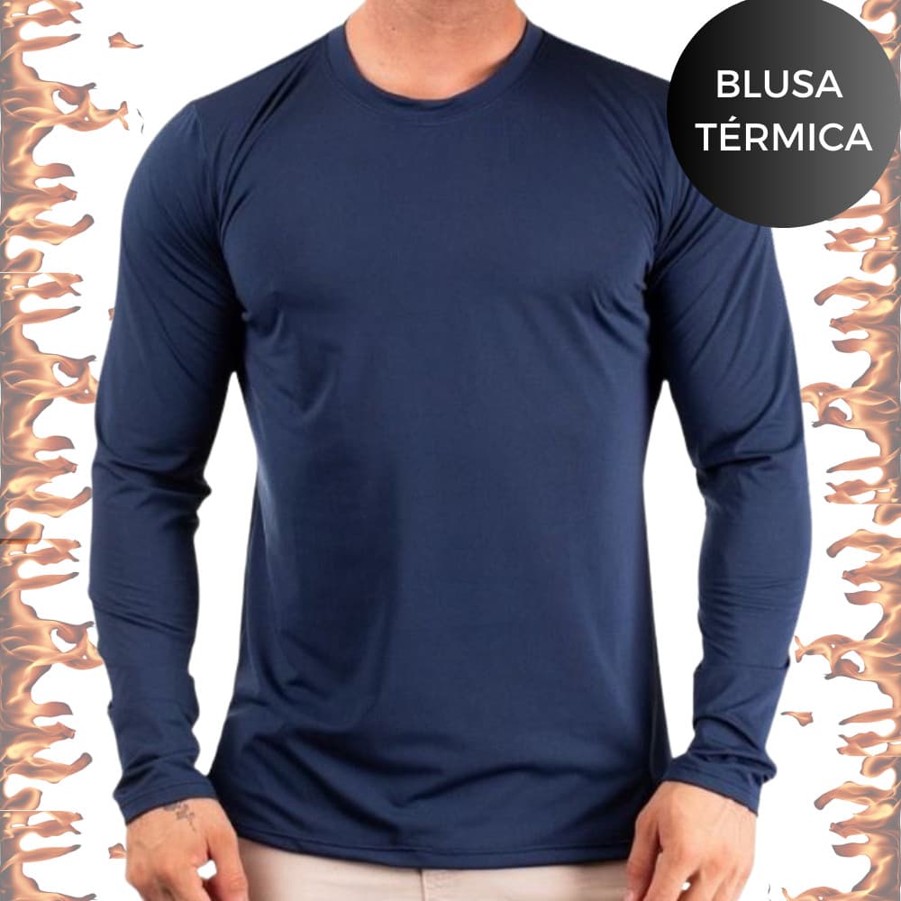 Blusa de Frio Segunda Pele Térmica Peluciada Inverno Frio Forrada Flanelada Manga longa Masculina