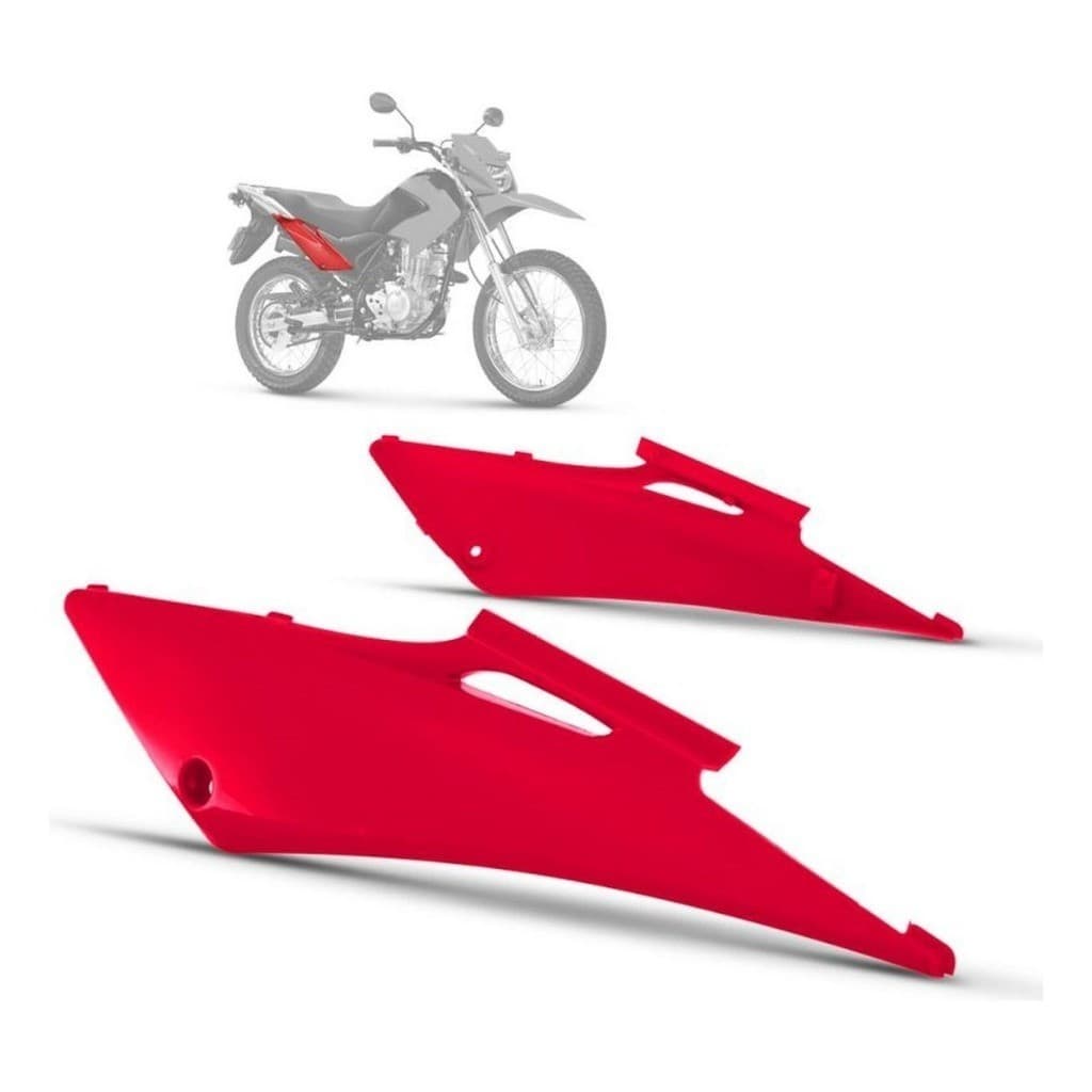Tampa Lateral par compatível com moto Honda Nxr Bros 150 2009 2010 e 2013 Vermelho Caucaia