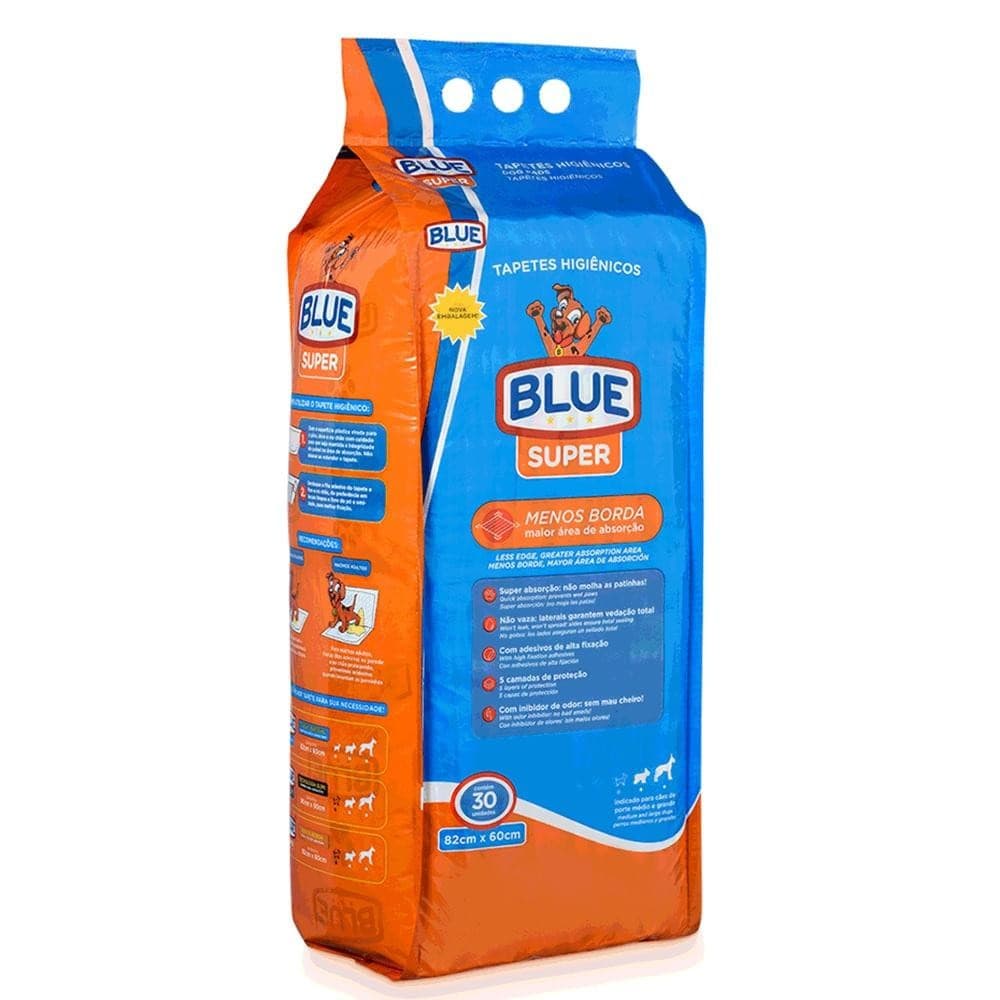 Tapete Higiênico Blue Super Para Cães 30 Unidades