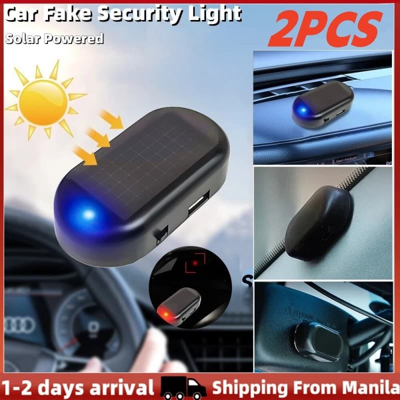 [Estoque Local] 2 Peças De Luz De Segurança Falsa Para Carro Movido A Energia Solar Alarme Fictício Simulado Aviso Sem