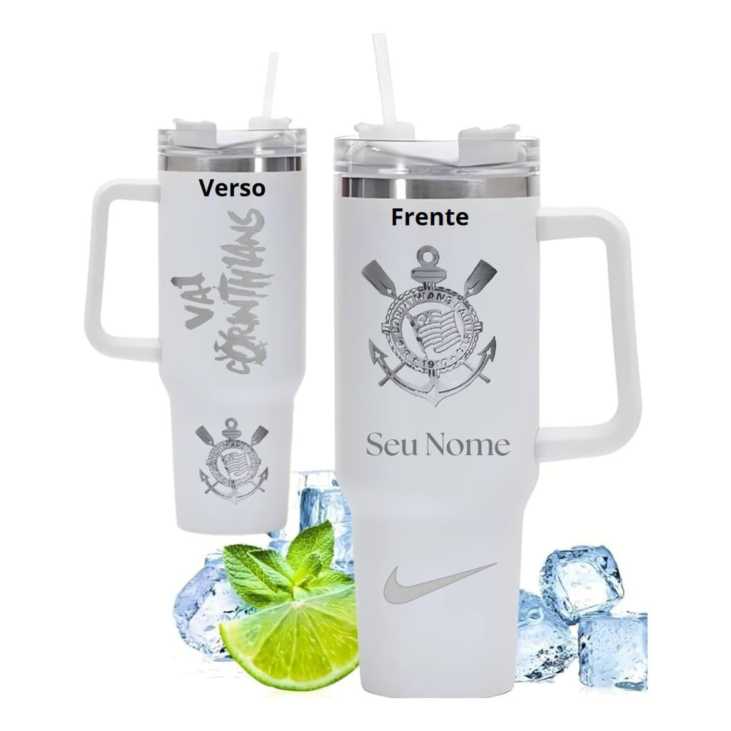 Copo 1200ml Corinthians Personalizado Frente E Verso Logo+Nome