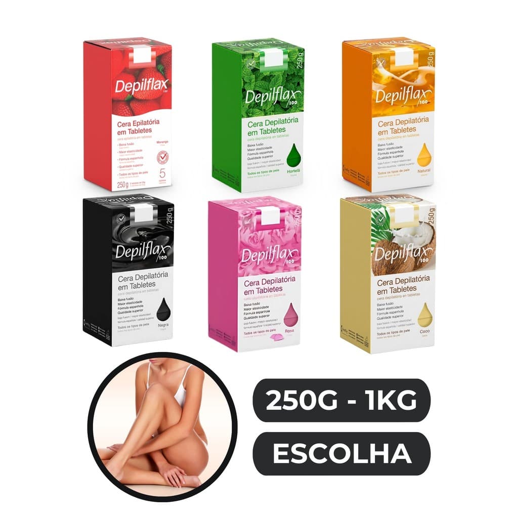Kit Cera 1kg Depilatória Em Blocos Depilflax Escolha 250g a 1Kg