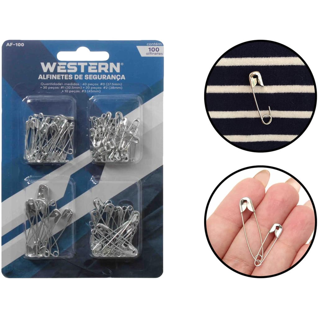 Conjunto De Alfinetes Para Segurança Costura Artesanato Aço Carbono 100 Unidades