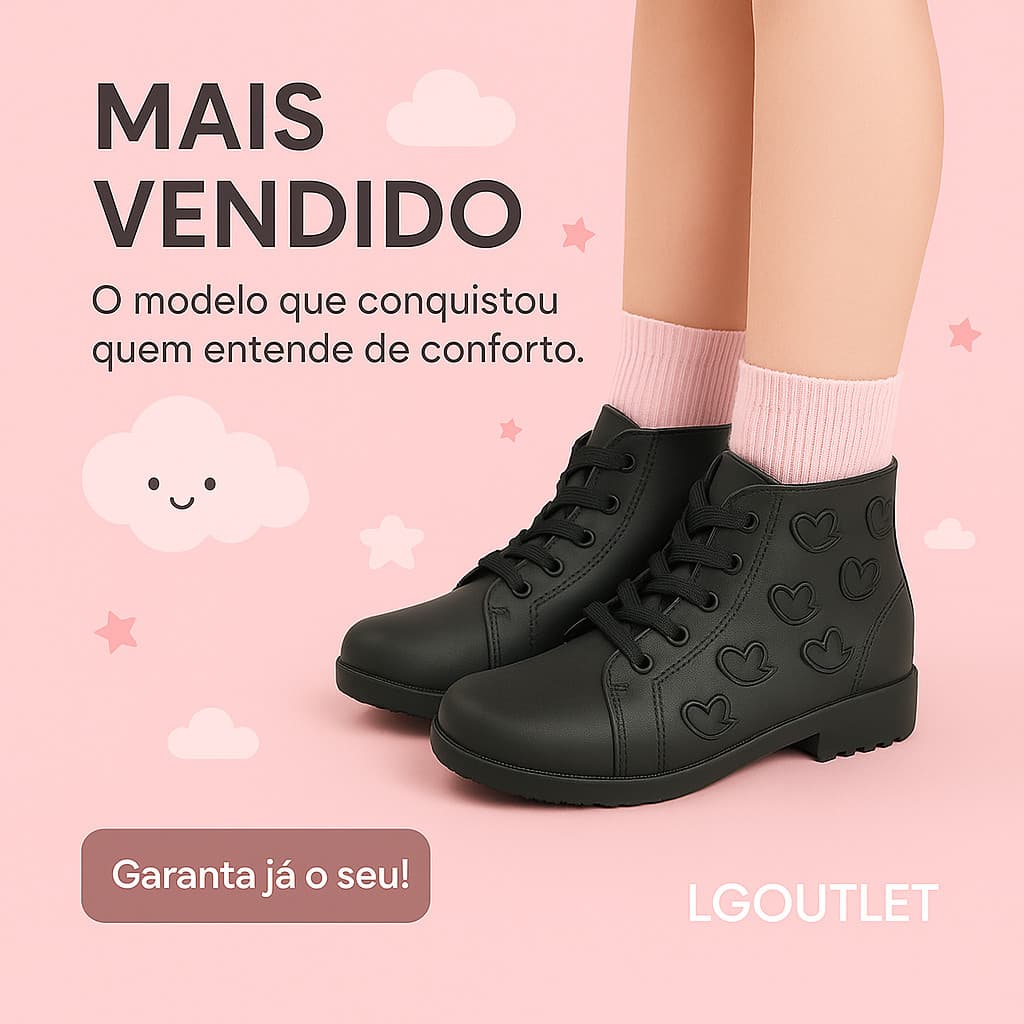 Coturno Juvenil Infantil Menina Estilo Moderno Leve e Macio Promocao