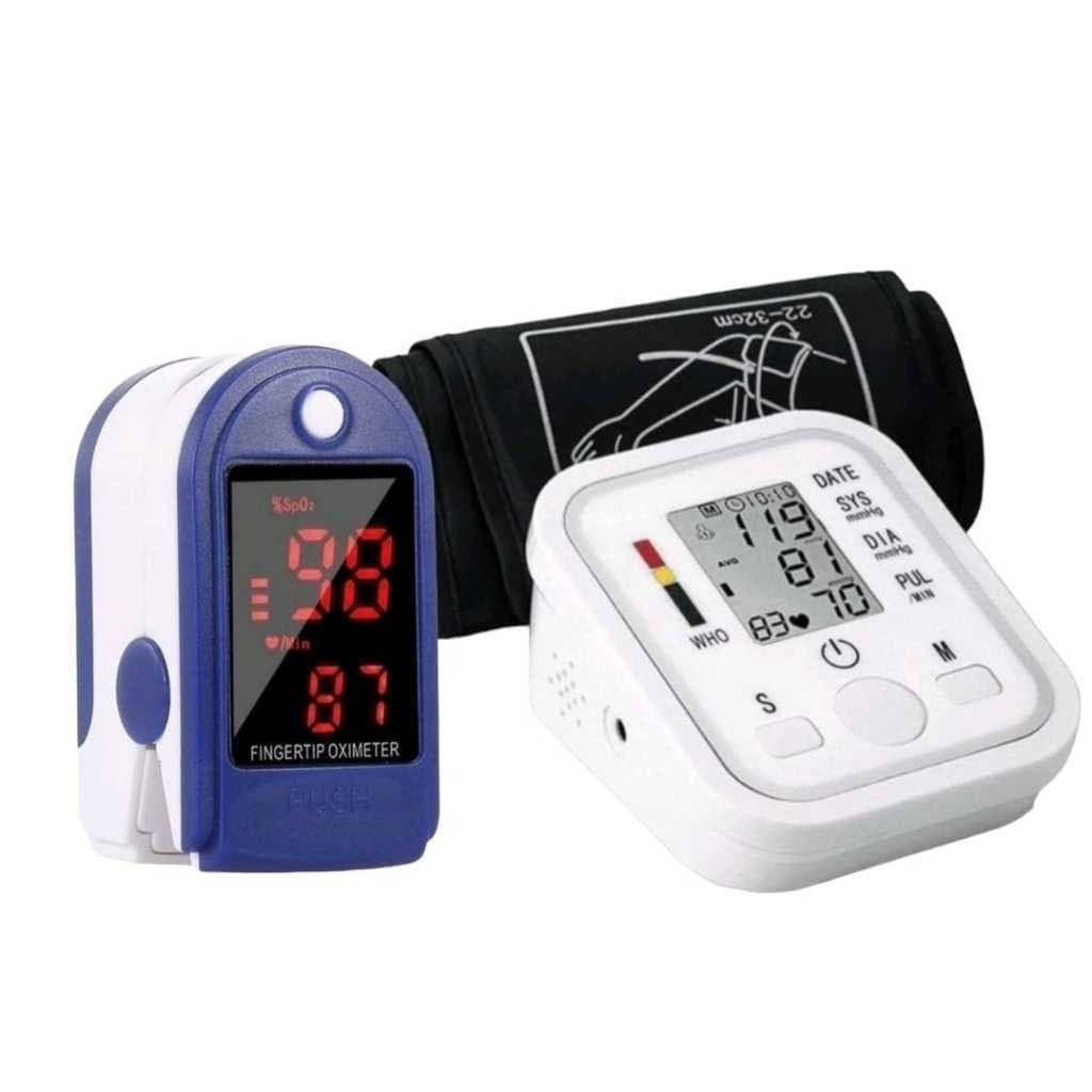 Aparelho Kit De Pressão Arterial De Braço + Oximetro De Dedo