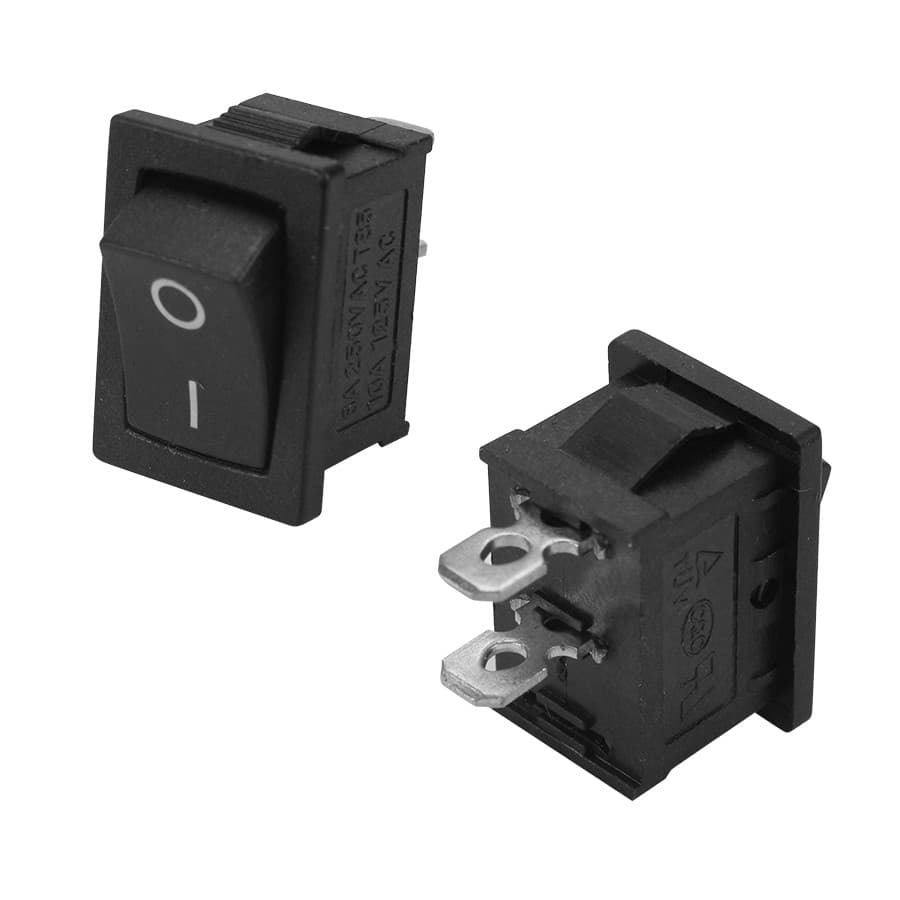 Chave Gangorra Mini Preta KCD11-101 Liga Desliga 2 Terminais