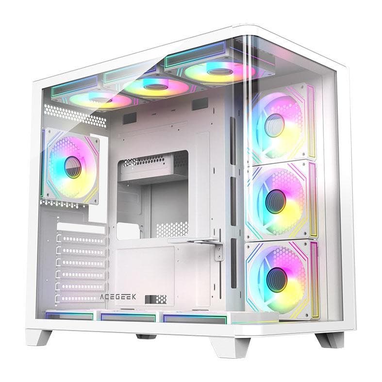 Gabinete Gamer Acegeek CurveX, Mid-Tower, Lateral de Vidro, Branco, AG-CURVEX-WH