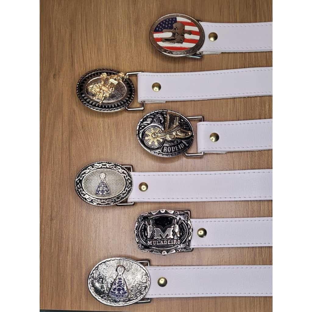 Cinto Fivela Country Boiadeiro Boiadeira Unissex Infantil Branco Bebe Rodeio Festa Junina São João Envio Imediato!!!