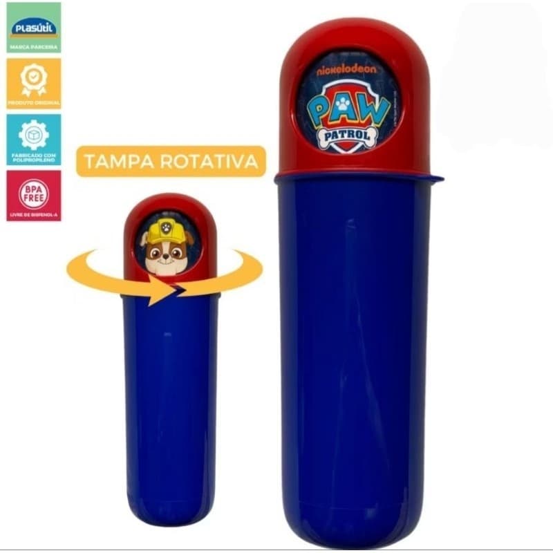 Porta Escova Dentes Infantil Patrulha Canina Lúdico Multiuso 370ml