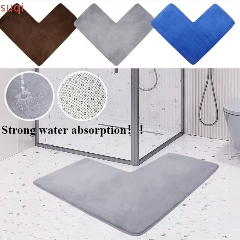 SUQI Tapete Em Forma De L Para Banheiro Macio Lavável Antiderrapante 3 Cores Sala De Estar Quarto Confortável