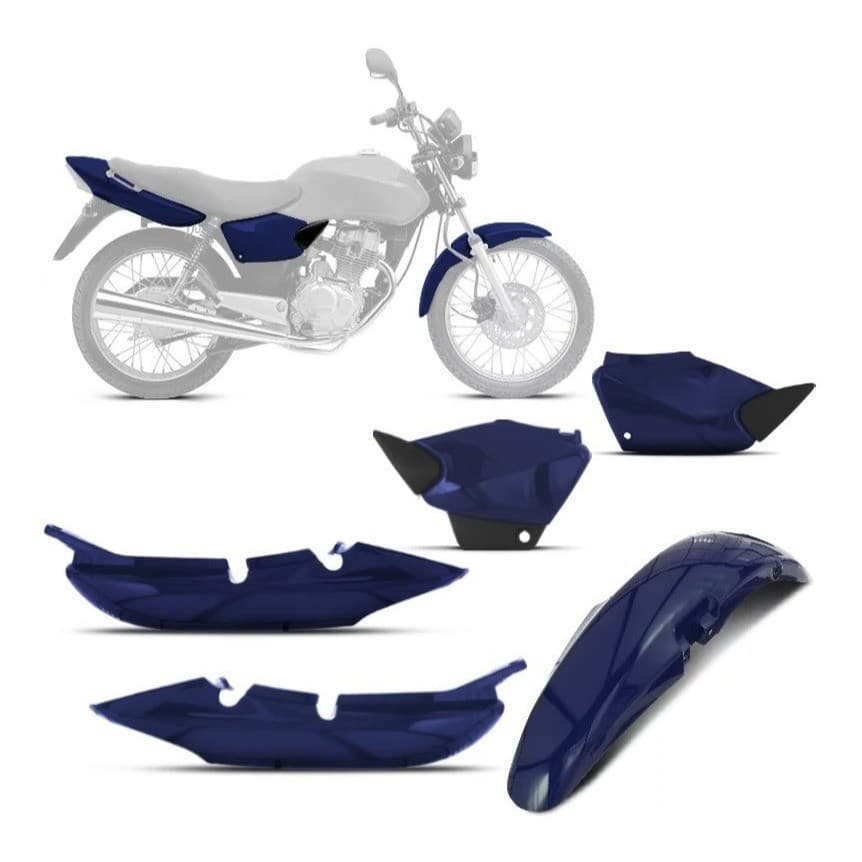 Kit Carenagem 3 Peças compatível com Honda Cg Titan 125 2003 2004 Azul Itajaí Perolizado Pro Tork