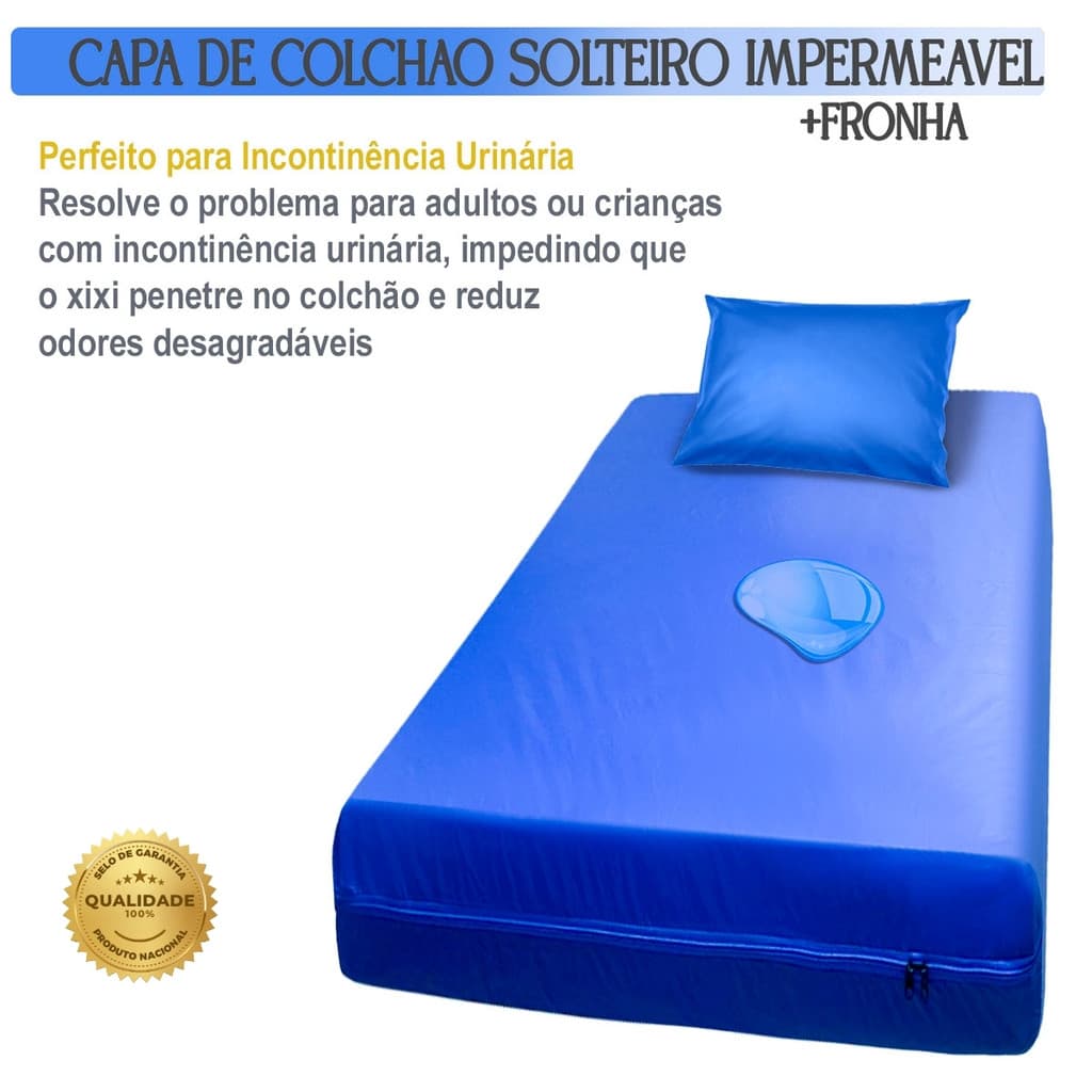 Capa de Colchão Solteiro + Fronha Travesseiro Impermeável Napa emborrachada Não Faz Barulho Ao Deitar Prmoção