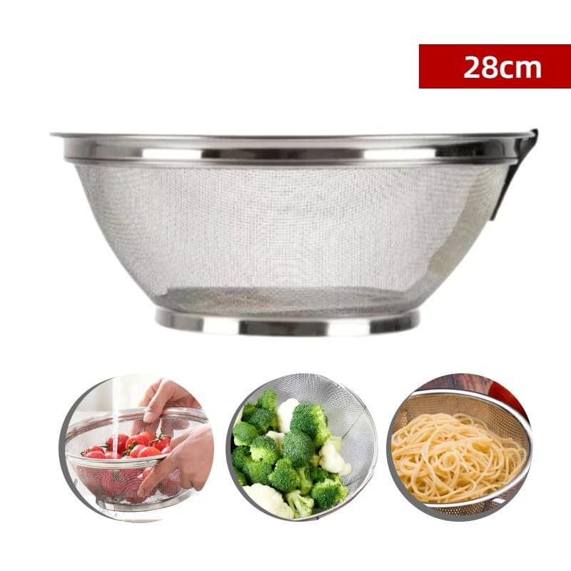Cesta Inox Multiuso Escorredor E Armazenamento Frutas Legumes Arroz Macarrão 22 CM 28 CM