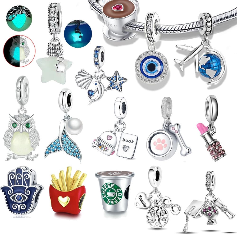 925 Prata Esterlina Bloqueando Pingente Encantos Charme Amuletos Swing Fit Pulseira