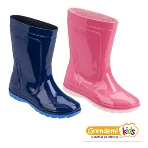Bota Galocha Infantil Grendene Azul e Rosa Impermeável Botinha Kids Menino e Menina Calçados Criança