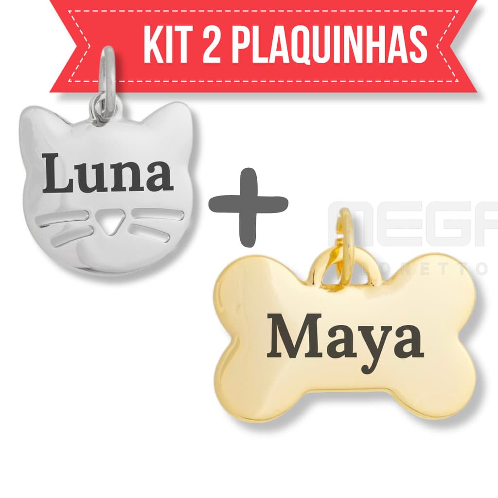 2 Placas de cachorro ou gato