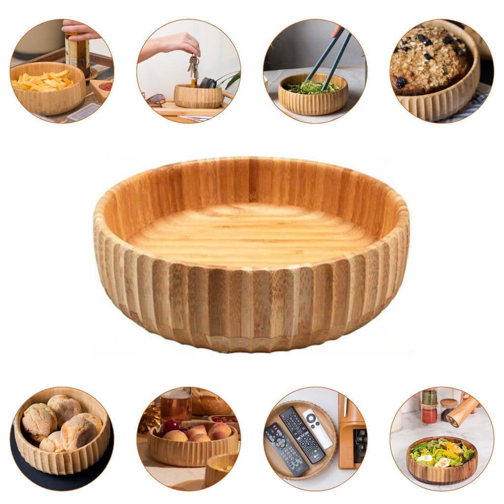 Tigela Bowl Cumbuca Pote Canelado Bambu 19cm Antibactericida
