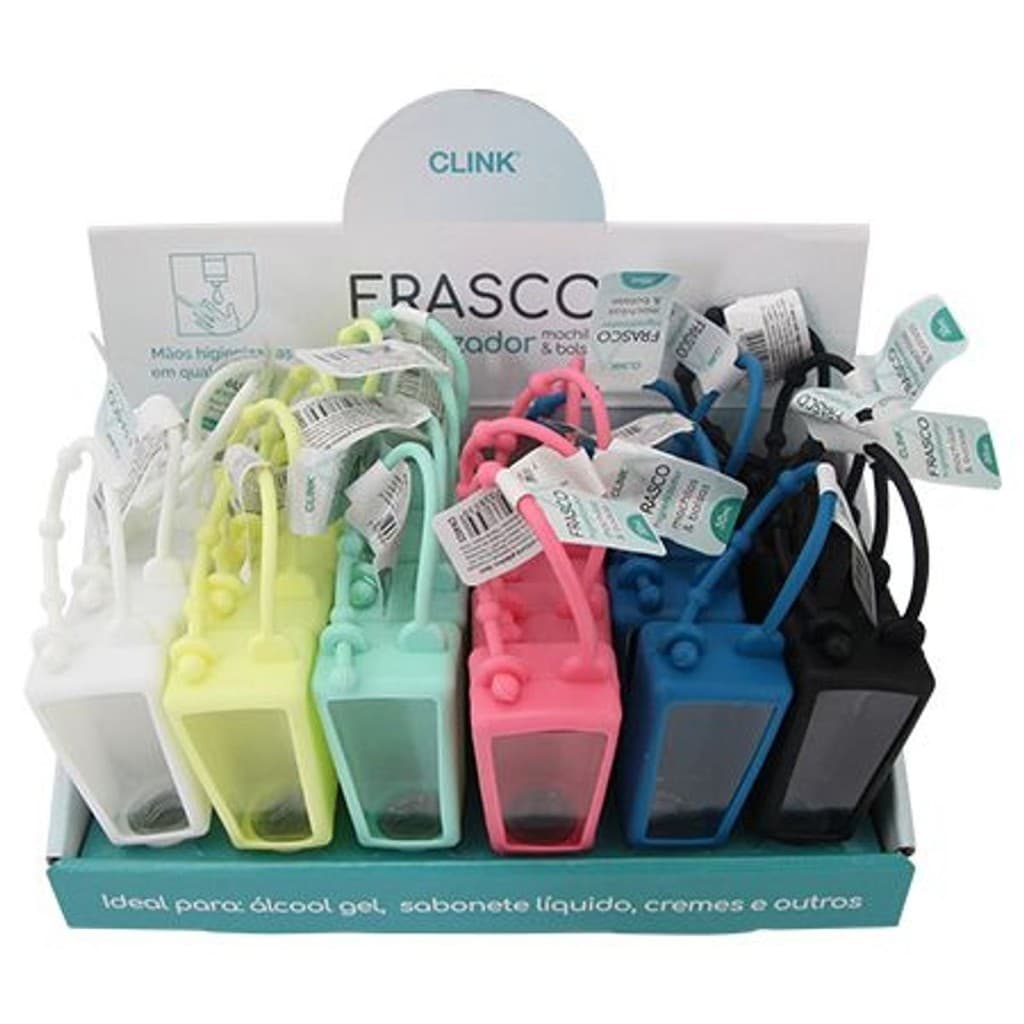 24 Frasco Higienizador Plástico Capa De Silicone 30ml- Clink