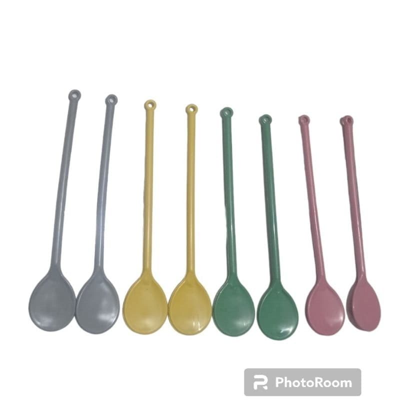 KIT 6  Colheres de Cabo Longo plástica CORES SORTIDAS  Para Jarra de Suco Colher Bailarina de Plástico