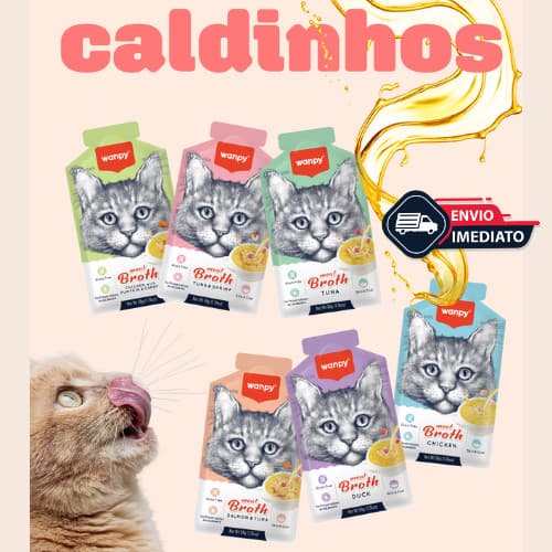 Petisco WANPY SOPA Sopinha Caldo Caldinho Alimento Úmido P/ GATO Meat Broth 50g - Mesmo Fabricancante do Truly - NOVIDAD