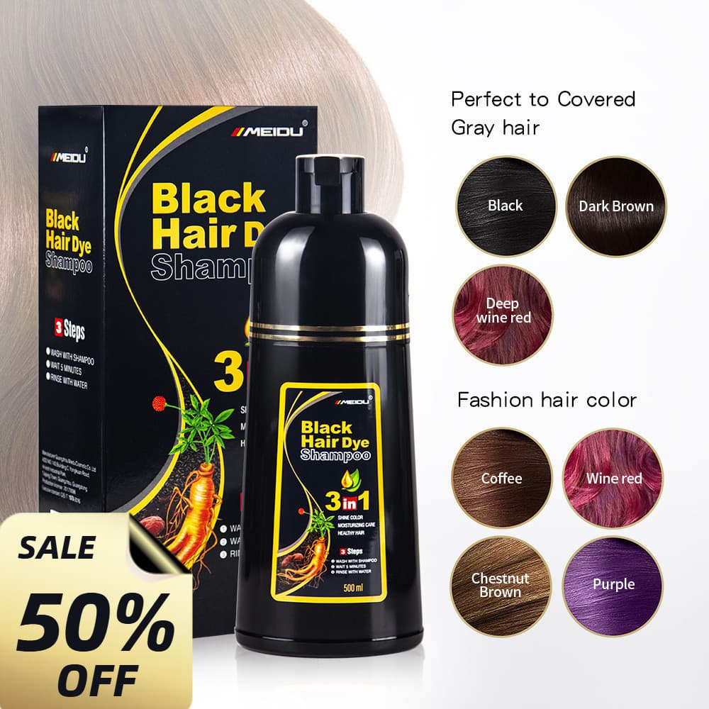 MEIDU Shampoo Tintura de Cabelo  Capa Tintura de Cabelo Branco Preto 500ml