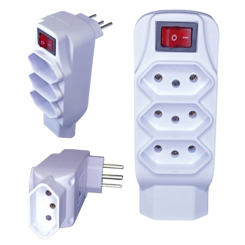Mini filtro de linha 4 tomadas adaptador 3 pinos benjamin