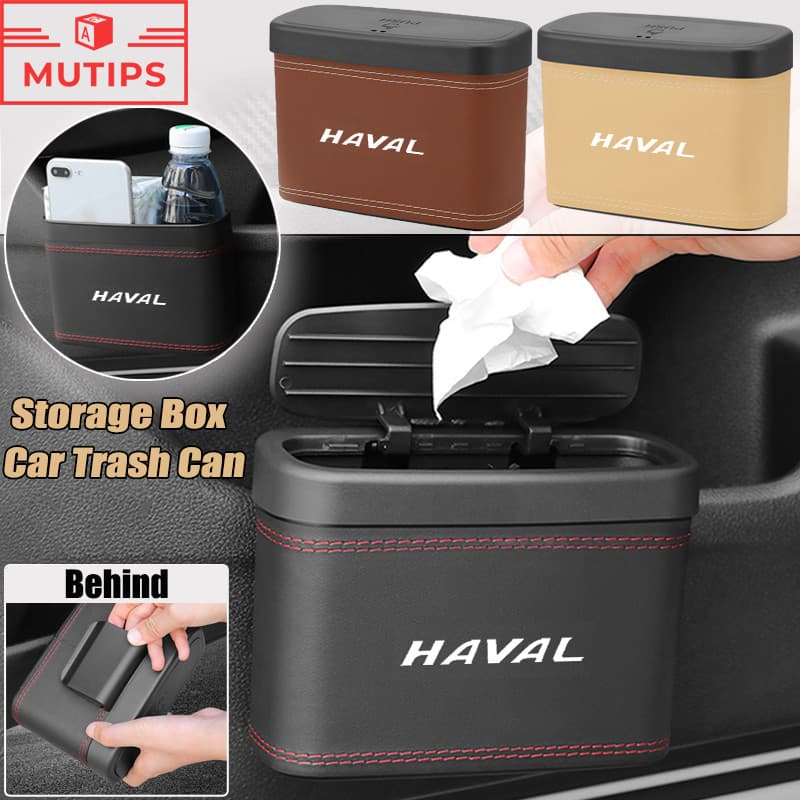 Haval Universal Lata De Lixo Do Carro Couro Pendurado Tipo Lixeira Com Caixa Armazenamento Coberta Para H6 Jolion H2 H2s