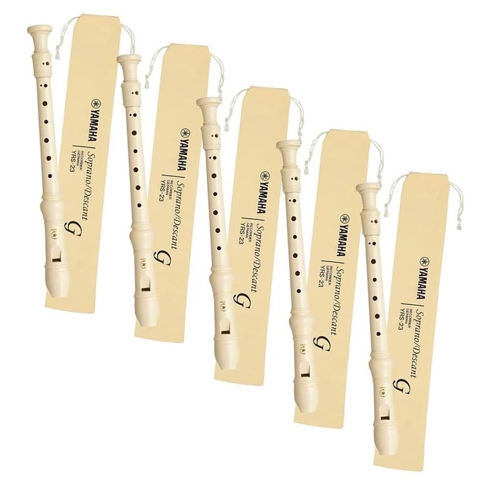 KIT 5 FLAUTAS DOCE GERMÂNICA SOPRANO YAMAHA YRS-23 C (Dó)